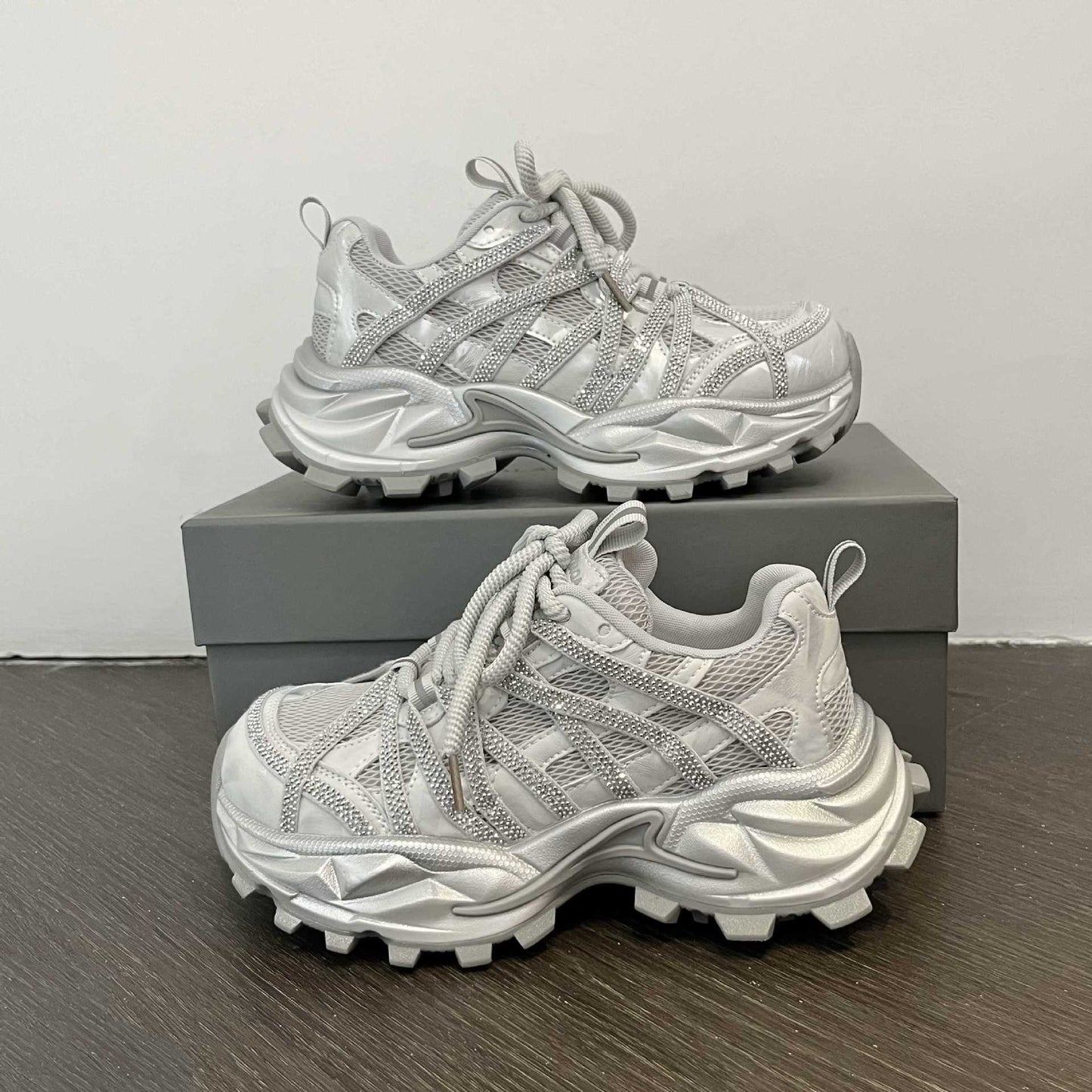 Women's Dad Spring European Goods Fashion Rhinestone Height Women's Casual Shoes
