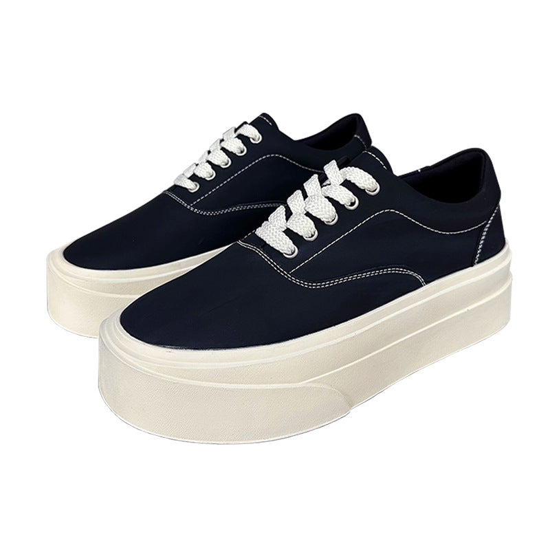 Men's Breathable Platform Increased Sports Leisure Black Sneakers