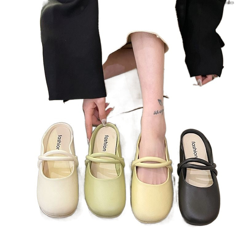 Women's Semi Korean Style Slip-on Lofter Mary Jane Non Slip Sandals