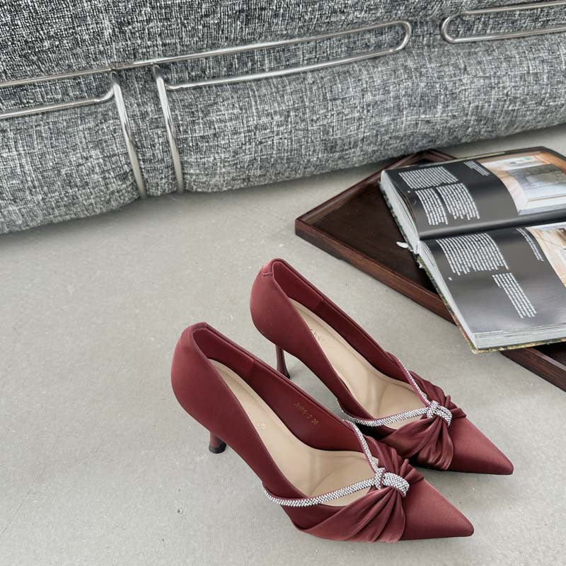 Women's Autumn Satin Pointed High Stiletto Pumps Women's Fashion Shoes