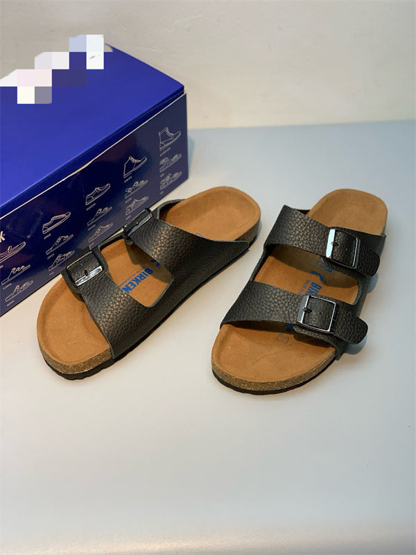 Order Niche Beach Flip-flops Cork Comfortable Double Buckle Genuine Sandals