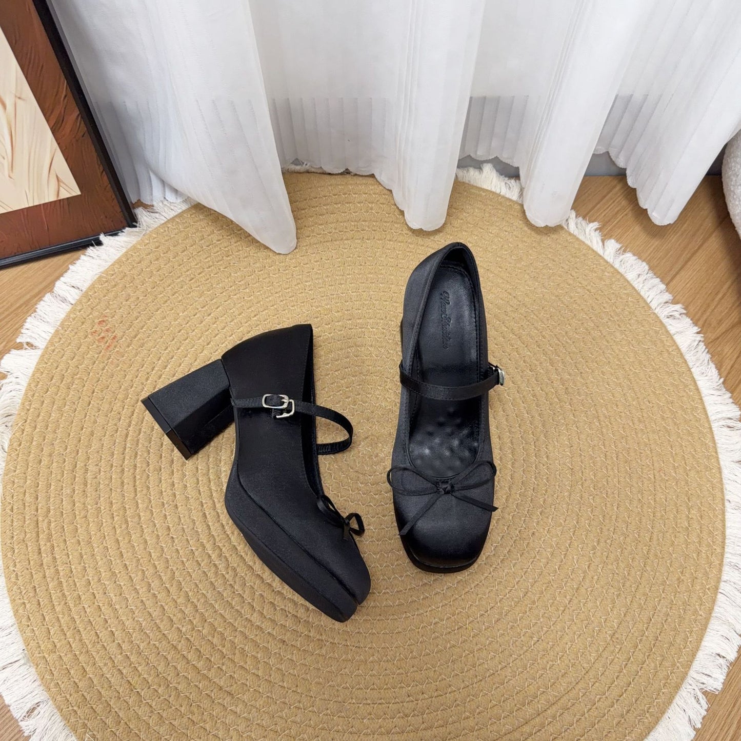 Women's Increasing Insole Mary Jane Waterproof Platform Bow Commuter High Pumps Heels