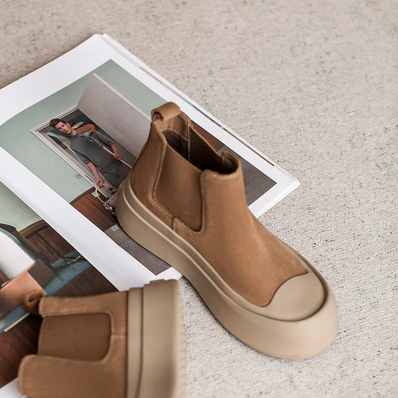 Retro Short Platform Chelsea British Style Boots