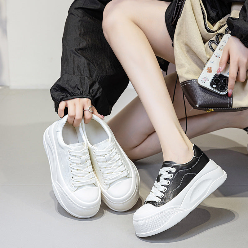 Women's Autumn White Platform Height Increasing Breathable Women's Casual Shoes