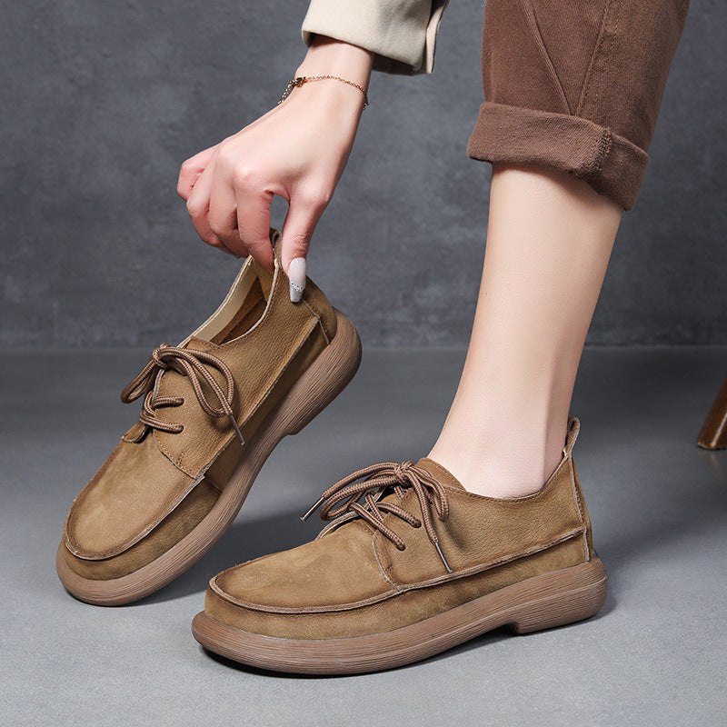 Women's Top Layer Cowhide Low Retro Easy Matching Boots