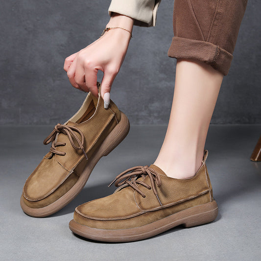 Women's Top Layer Cowhide Low Retro Easy Matching Boots