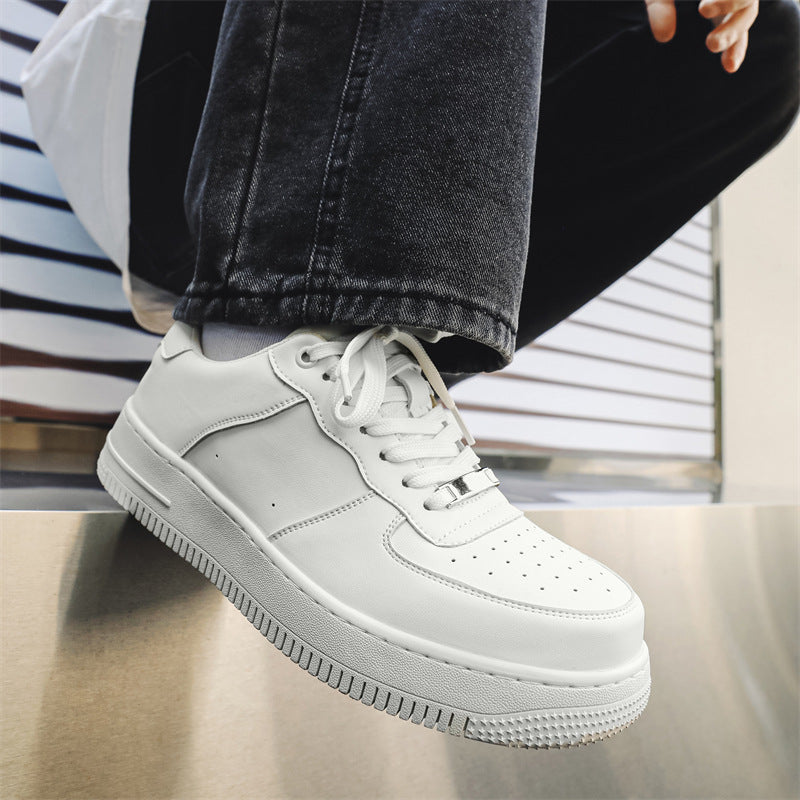 Men's Air Force White Lightweight Soft Sole Spring Men's Casual Leather Shoes