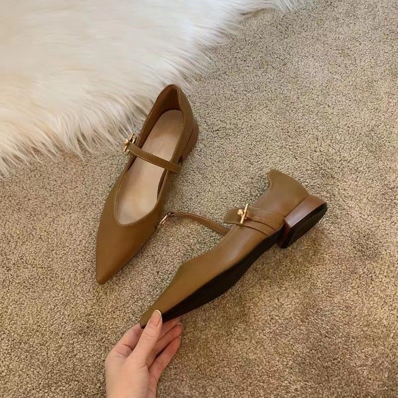 Jane Female Pointed Toe Flat Design Sense Women's Shoes