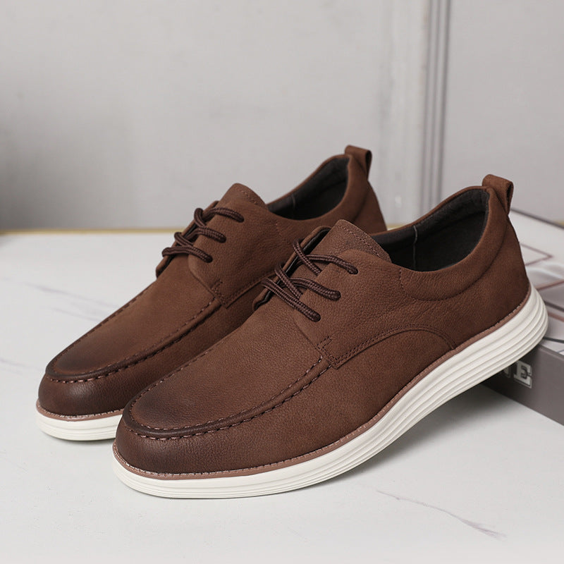 Men's Wax Frosted Cowhide Spring Light Bottom Leather Shoes