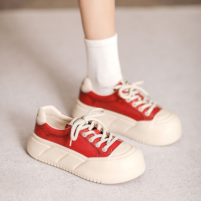 Women's Genuine Retro Color Matching Thick Bottom Casual Shoes