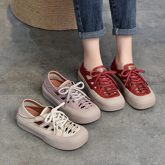 Pairs Of Patchwork Platform Dual-purpose First Sandals