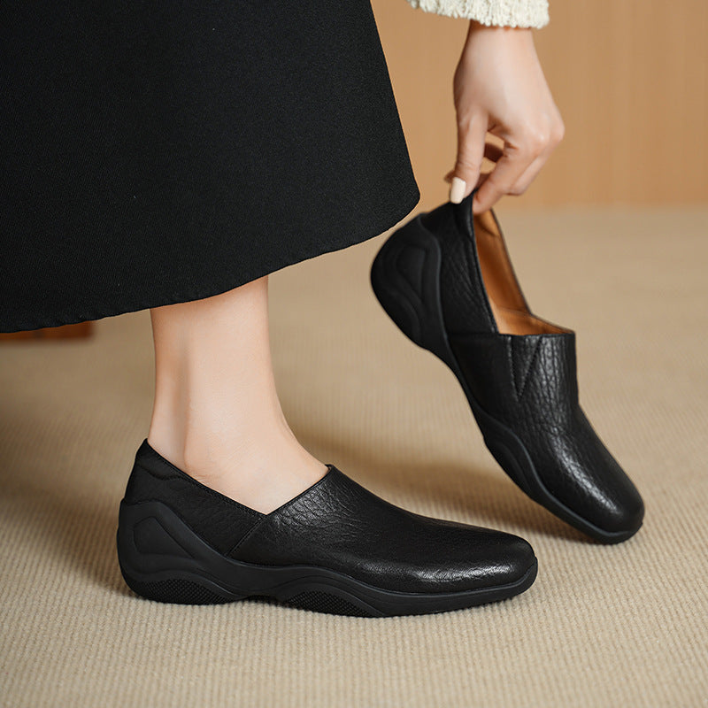 Women's Height Increasing Insole Commuter Deep Mouth Pumps German Training Bottom Leather Shoes