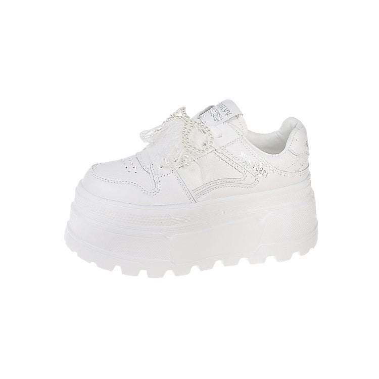 Women's White Autumn Super Popular Skirt Small Raise Women's Board Shoes
