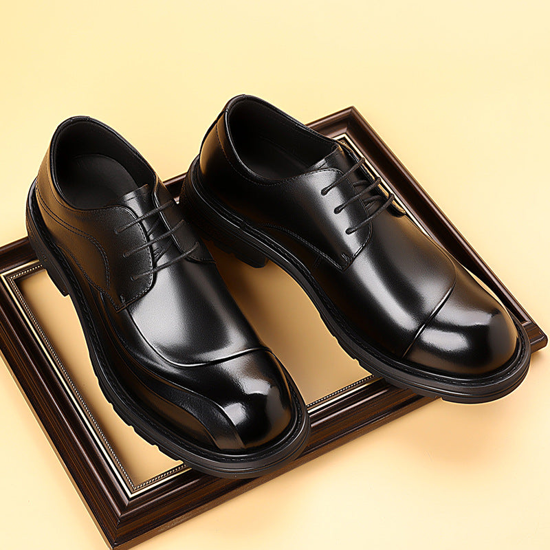 Men's First Layer Cowhide Business Big Toe Leather Shoes