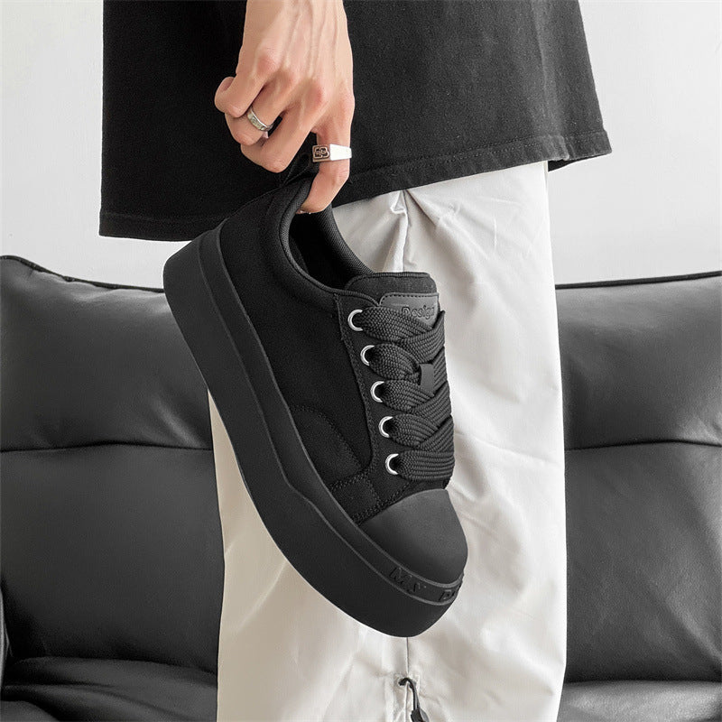 Women's & Men's Big Head Black White Classic Thick Sole Height Increasing Men's Board Shoes