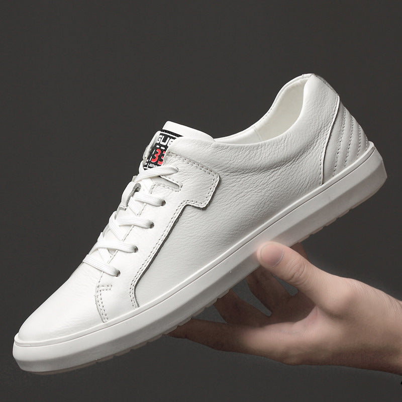 Men's Top Layer Cowhide Autumn White Low Sneakers