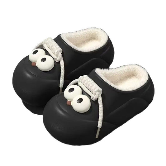 Women's Cute Big Eyes Waterproof Cotton Outer Wear Fleece-lined Warm Women's Shoes