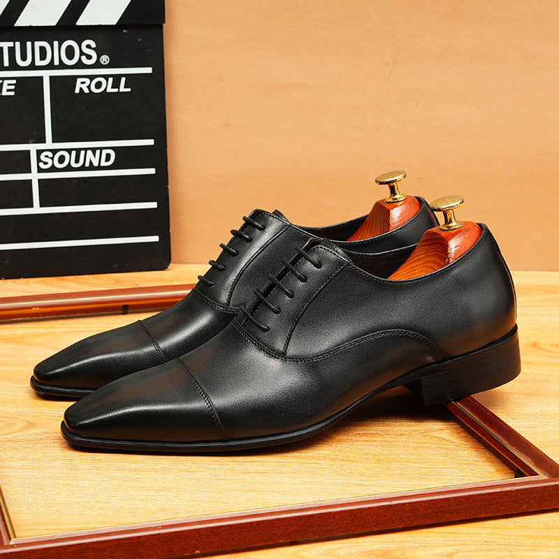 Men's Spring Gentleman Oxford First Layer Cowhide Business Formal Wear Leather Shoes