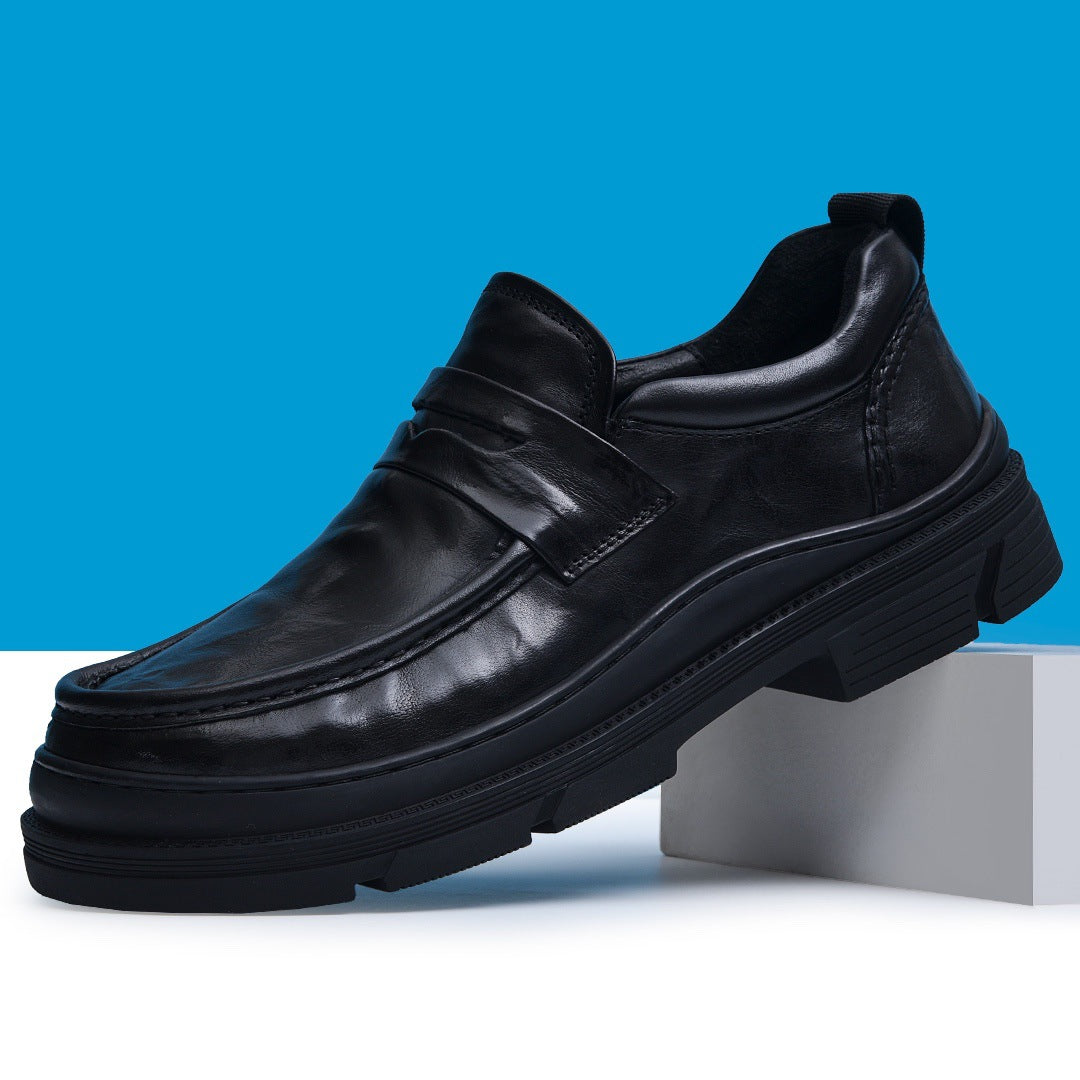 Men's Genuine Cowhide Business Big Toe Versatile Leather Shoes