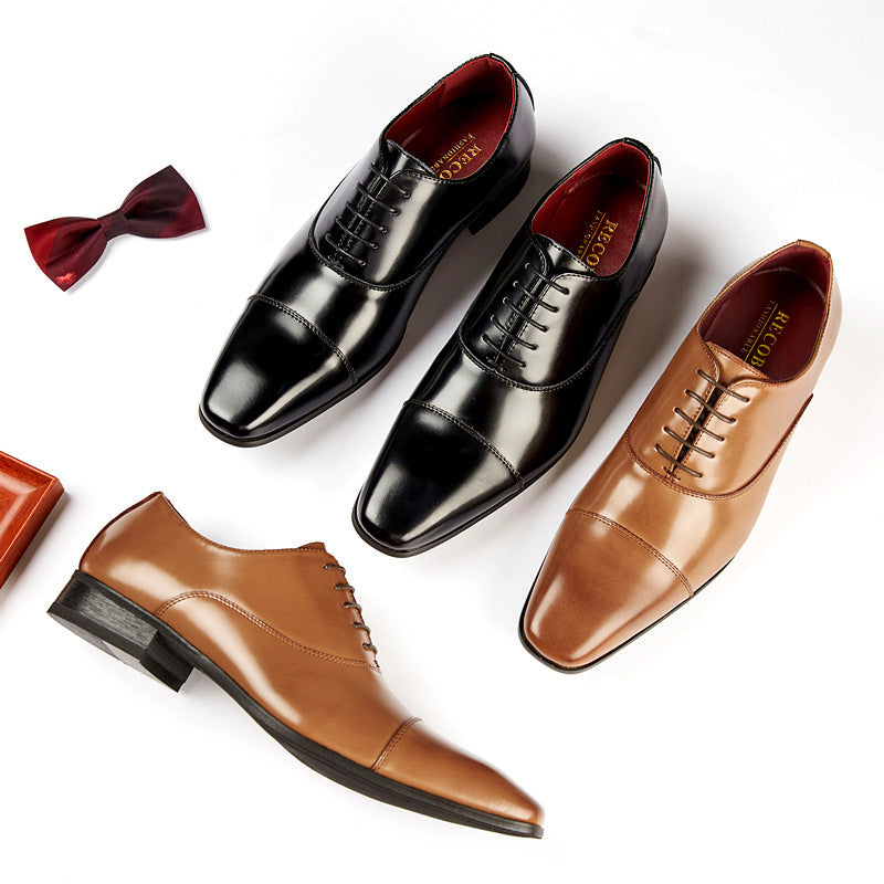 Men's Style Formal Wear Square Toe Wedding Oxford Men's Business Leather Shoes