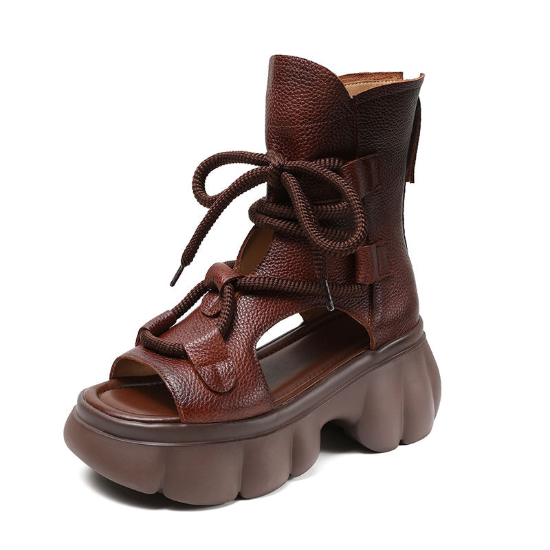 Peep Toe Roman High Retro Easy Matching Platform Sandals