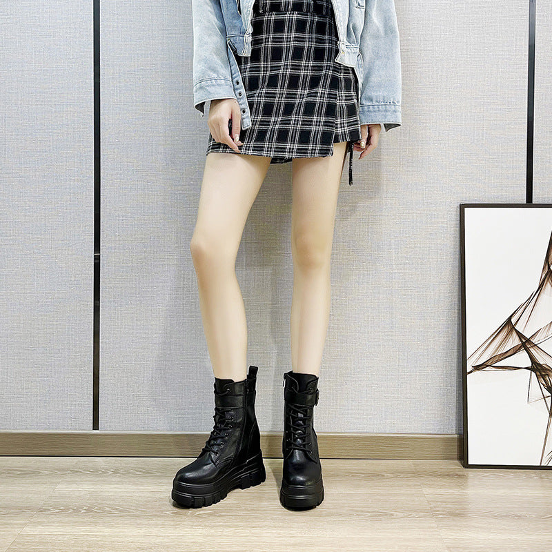 Women's British Style Height Increasing Small Fashionable Platform Boots