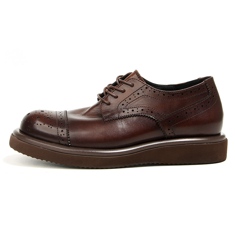 Men's Brogue British Retro Fashion Trends Platform Leather Shoes