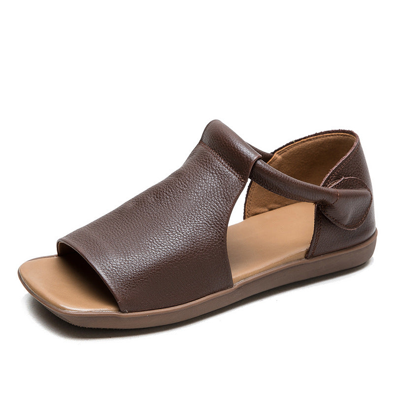 Women's Shu Summer Peep Toe Bottom Hollowed Soft Surface Top Layer Sandals