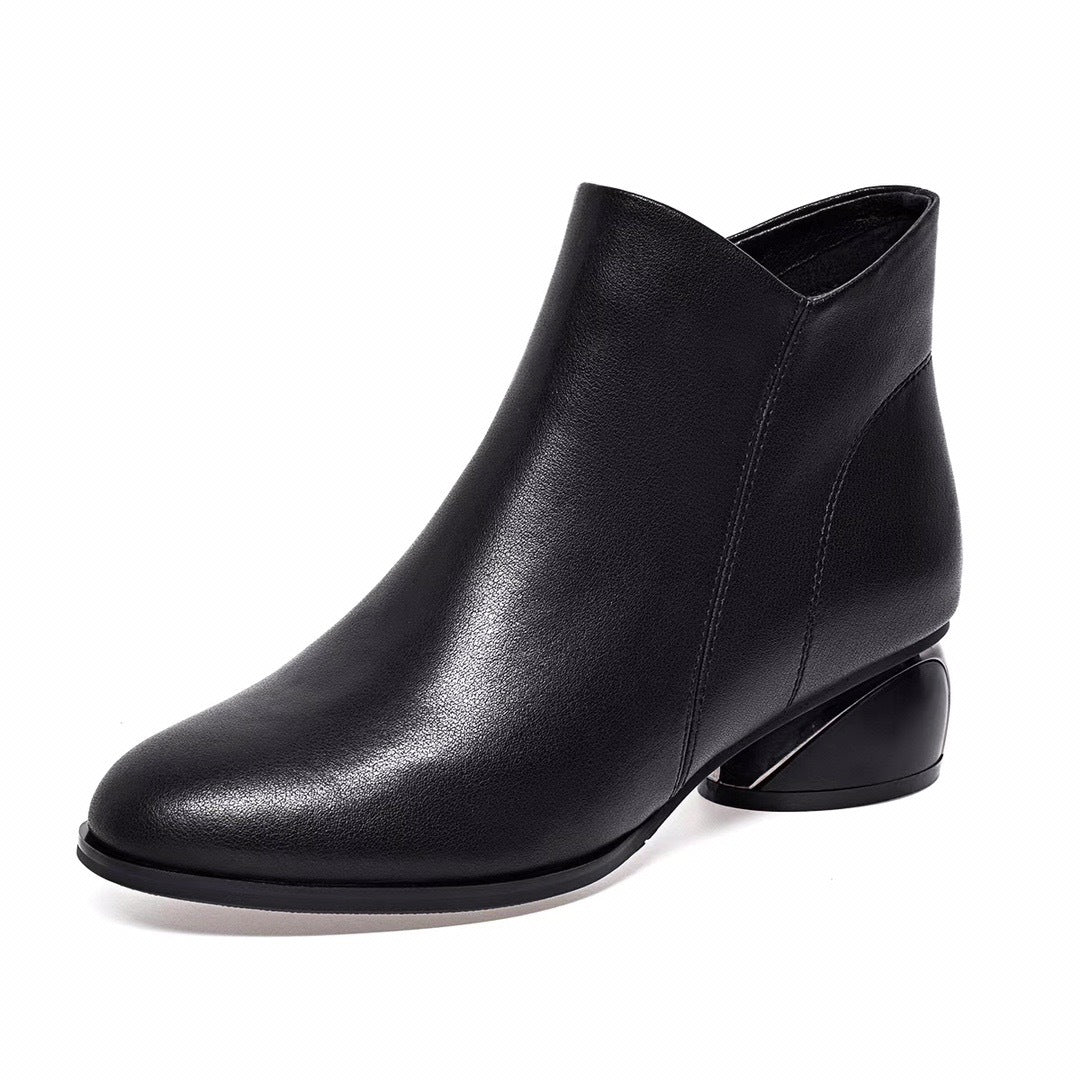 Women's Short Flat Soft Round Toe Mother Single Women's Leather Boots