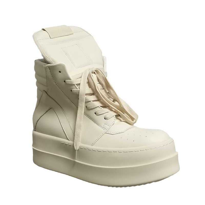 Men's Cowhide Inverted Triangle Thick Bottom Increased Men's Shoes