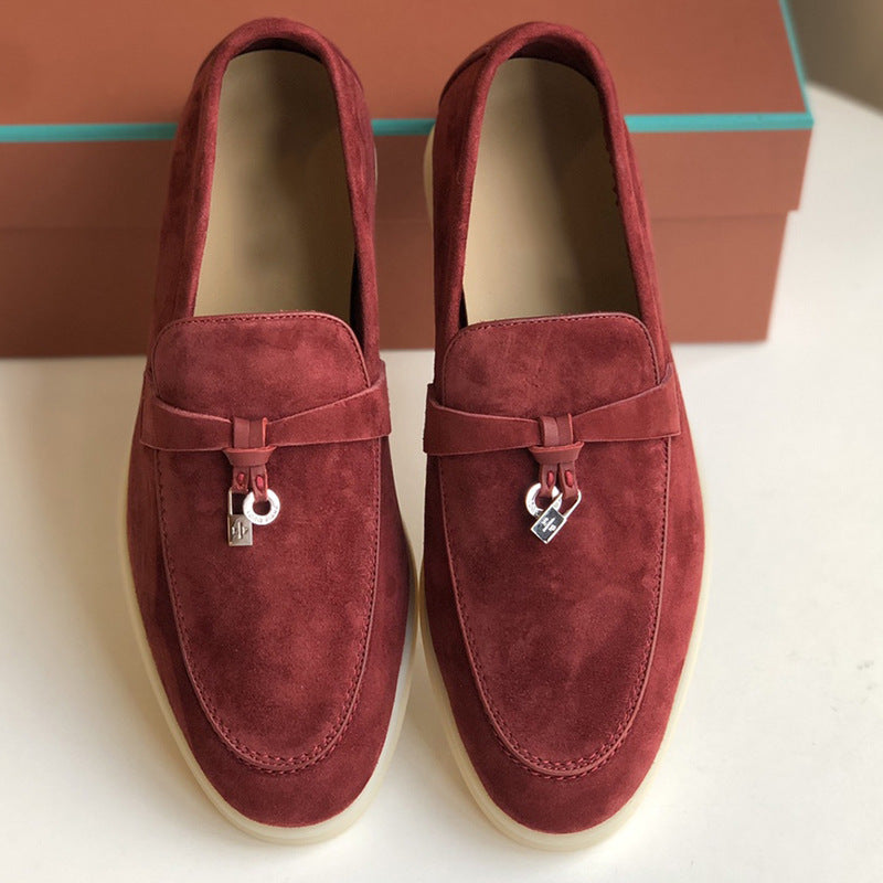 Women's Channel Top Plate Slip-on Pumps Flat Bottom Loafers