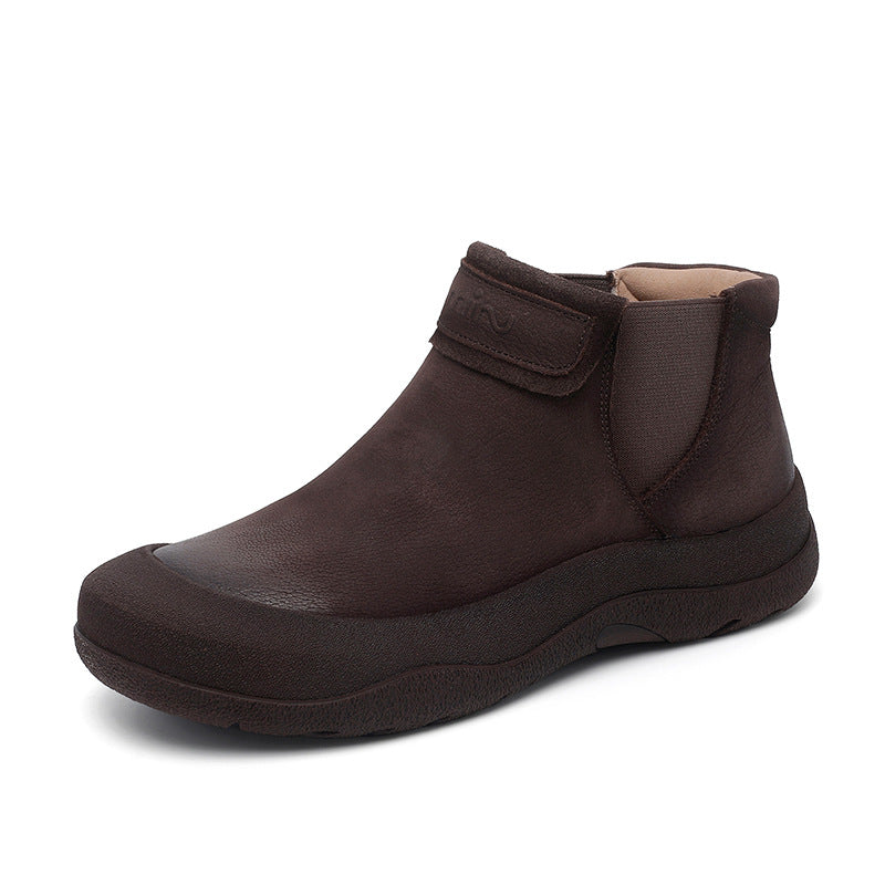 Women's Vintage Cowhide Slip-on Lofter Platform Fashion Women's Leather Boots