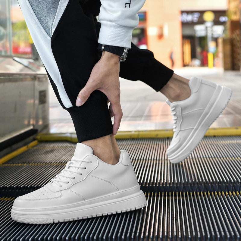 Men's Increasing Thick Bottom White Platform Spring Low Casual Shoes