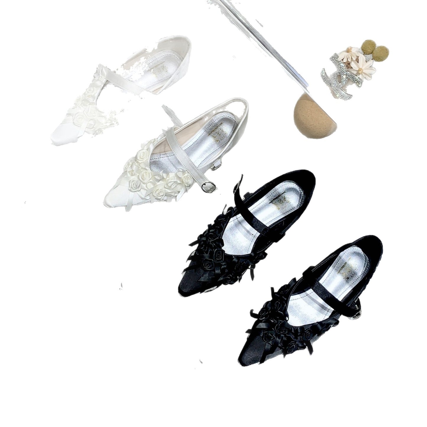 Women's Bowknot Ballet Korean Style Black White Men's Shoes