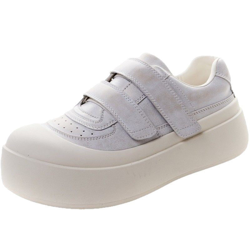 Women's Toe Doll Head Ugly Cute Bread Genuine Platform White Women's Casual Shoes