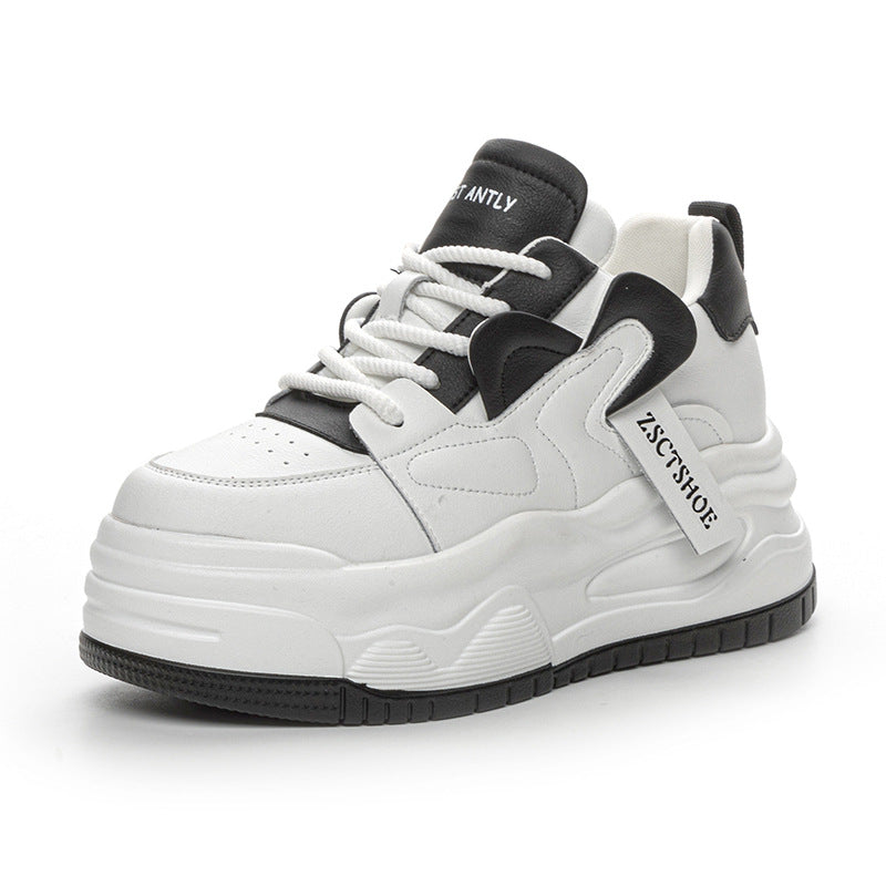 Women's Spring Platform Cowhide Easy Wear Lace Up Classic Sports Women's Casual Shoes