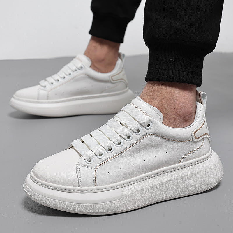 Men's Cowhide Easy Wear Korean Fashion Sports Trendy Versatile Lightweight Soft Men's Shoes