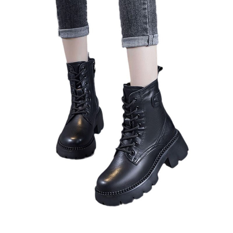 Women's Soft Middle High British Vintage Zipper Boots