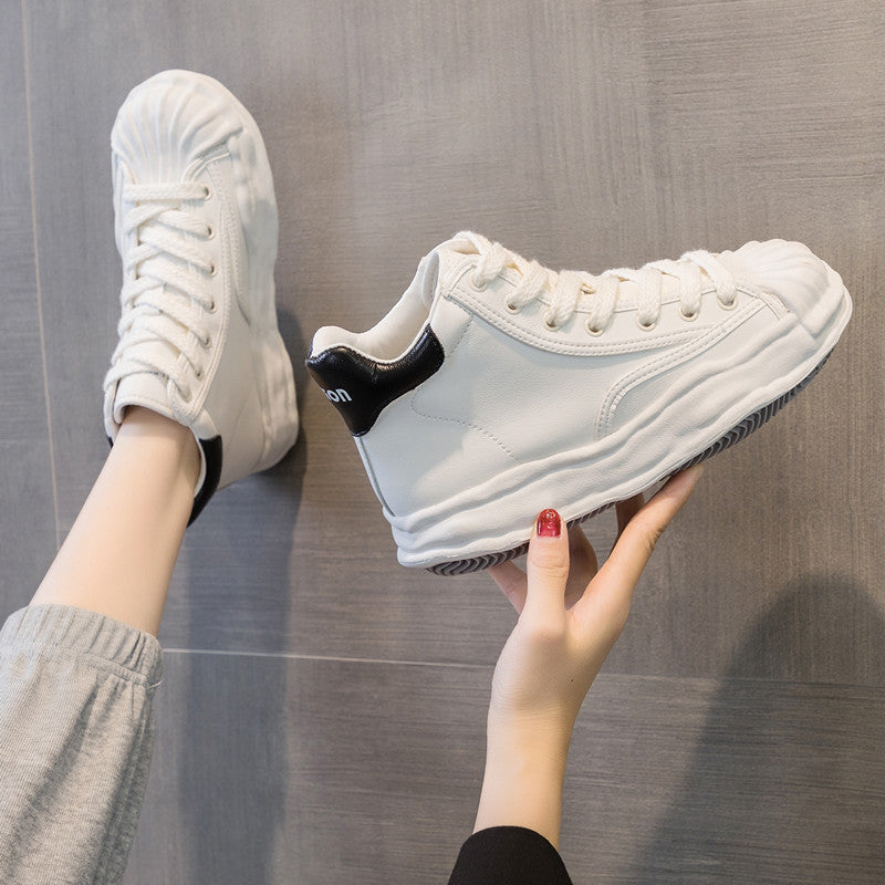 Women's White Summer Shell Toe Dissoed Genuine Casual Shoes