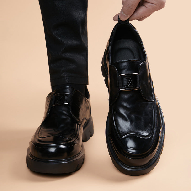 Men's Layer Cowhide Slip-on Formal Height Increasing Men's Business Leather Shoes