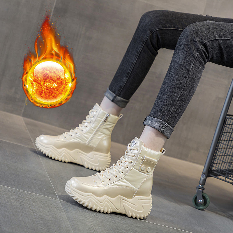 Women's Fleece-lined Height Increasing Leisure Genuine Elevator Thick Women's Casual Shoes