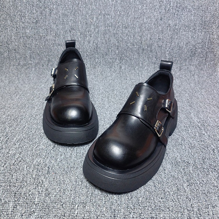 Women's Platform Round Head Slip-on Small British Style Loafers