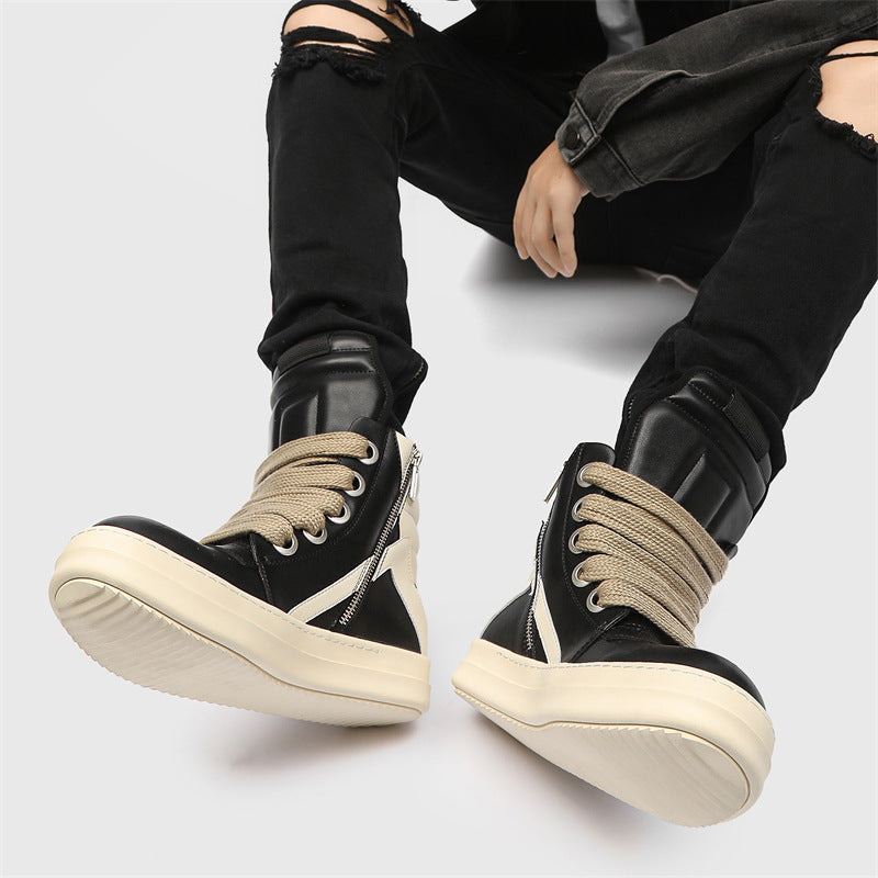Men's Triangle Plaid Trendy Middle Platform Height Increasing Men's Casual Shoes
