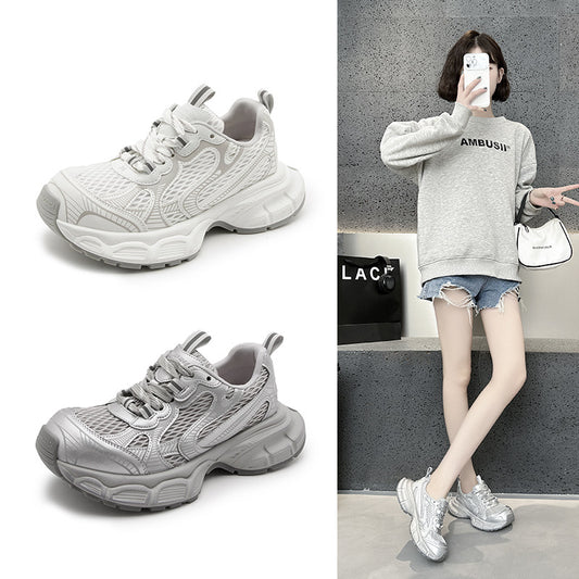 Early Spring Platform Lightweight Mesh Surface Breathable Increased Women's Sports Shoes