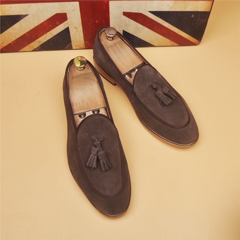 Men's Fashion Slip-on Breathable British Cowhide Height Increasing Insole Men's Business Leather Shoes