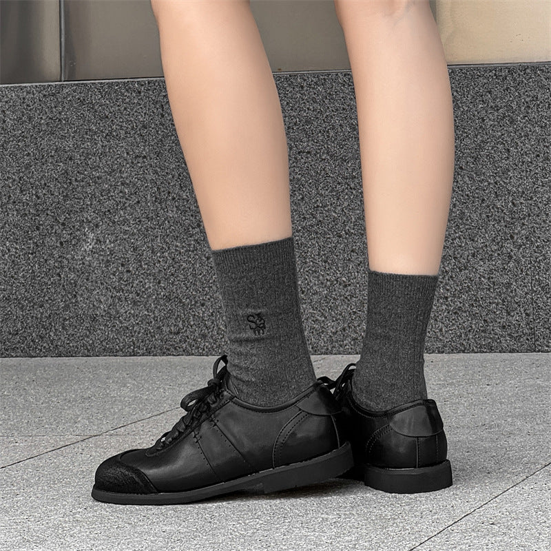 Men's White German Training British Style Commuter Leather Shoes