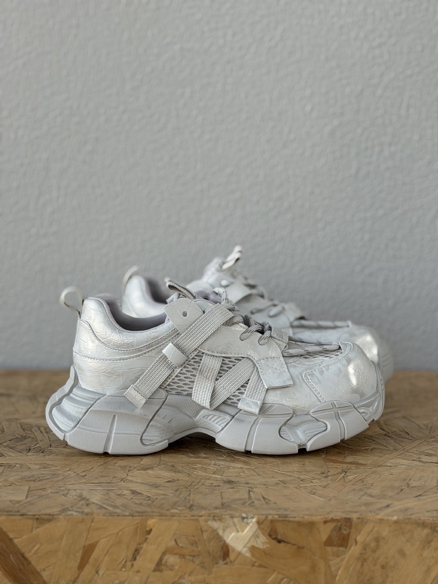 Women's Spring Platform Patchwork Structure Dad Lace Up Sneakers