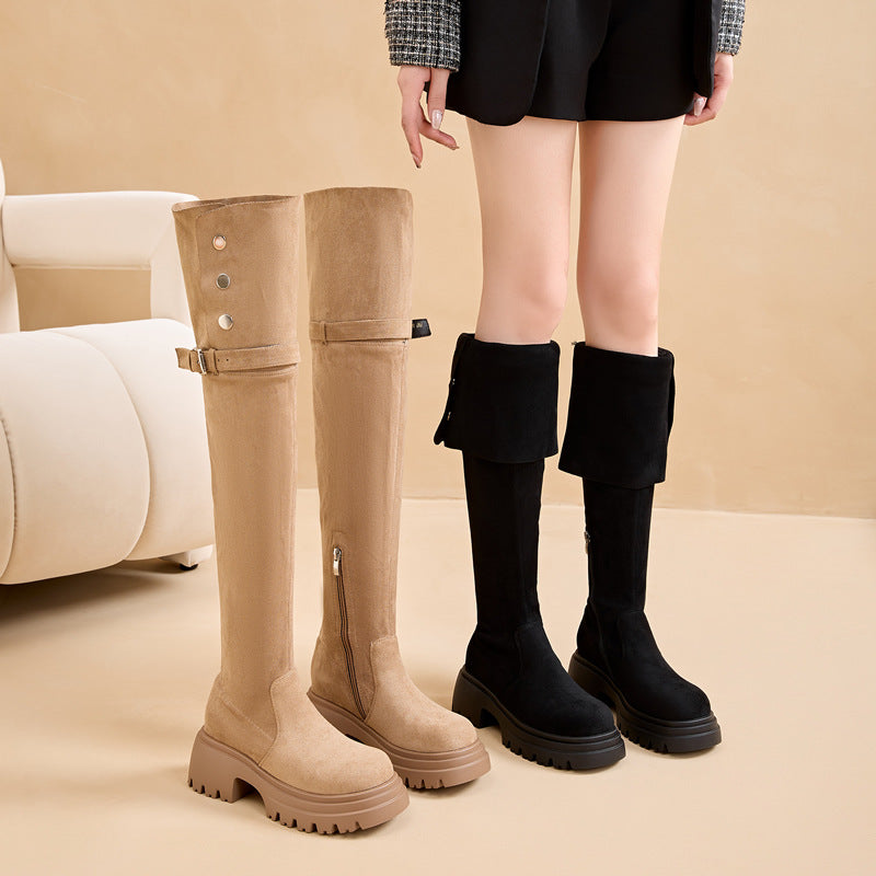 Women's High Long Thick Bottom Small Height Boots