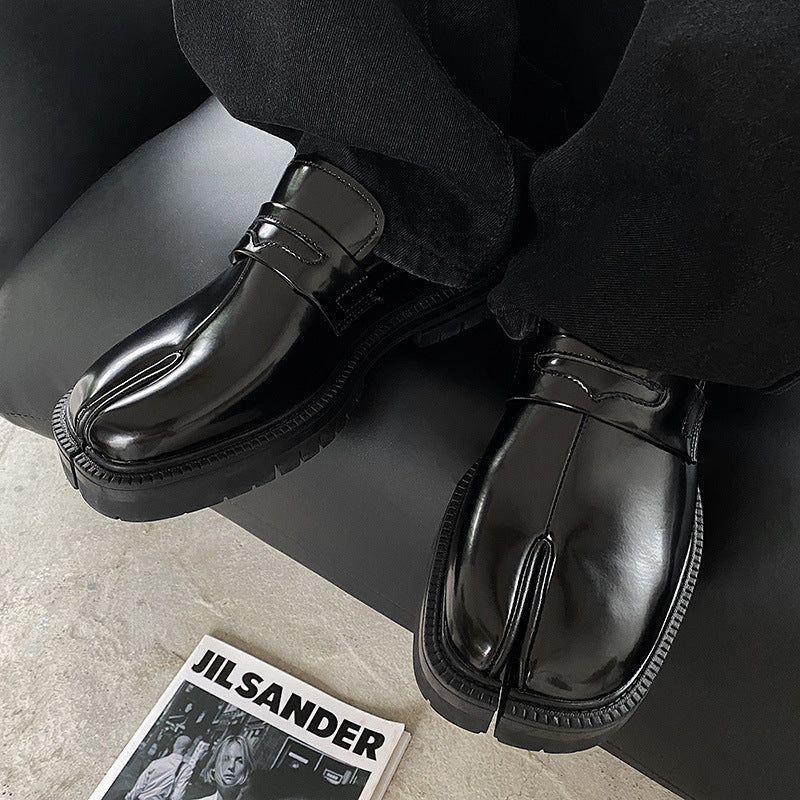 Men's Niche High-grade Horseshoe Design Korean British Trendy Leather Shoes