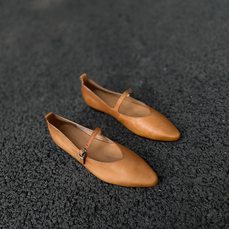 Women's Toe Buckle Flat Soft Bottom Surface Korean Women's Casual Shoes